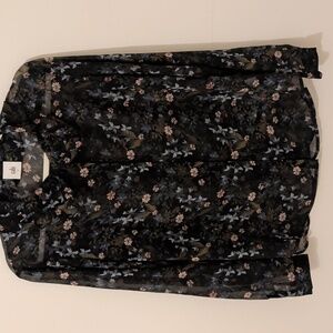 DEAL! CAbi SheerBlack Floral Blouse- Size Small
